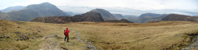Panorama over the Haystacks, with Ennerdale Water and Crummock Water (thanks, Bob, for being the Kodachrome touch!)