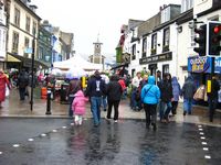 Keswick on a bank holiday weekend - crowded in spite of the cold rain